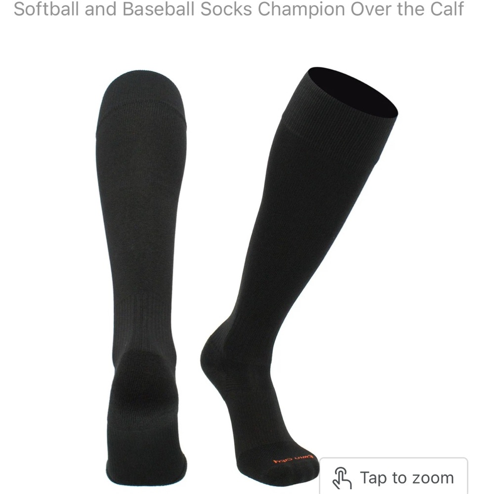 TCK Champion Baseball/Softball Over The Calf Socks- Size L- Black & White